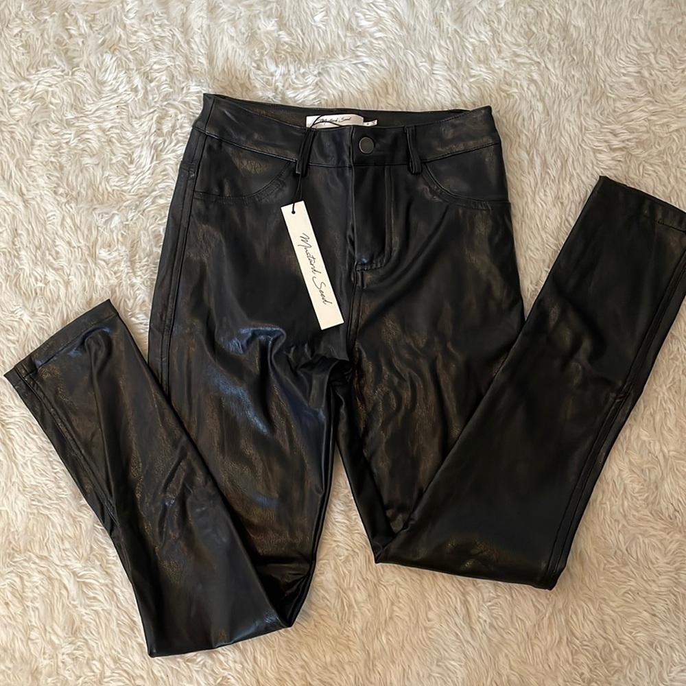 Mustard seed pleather pants